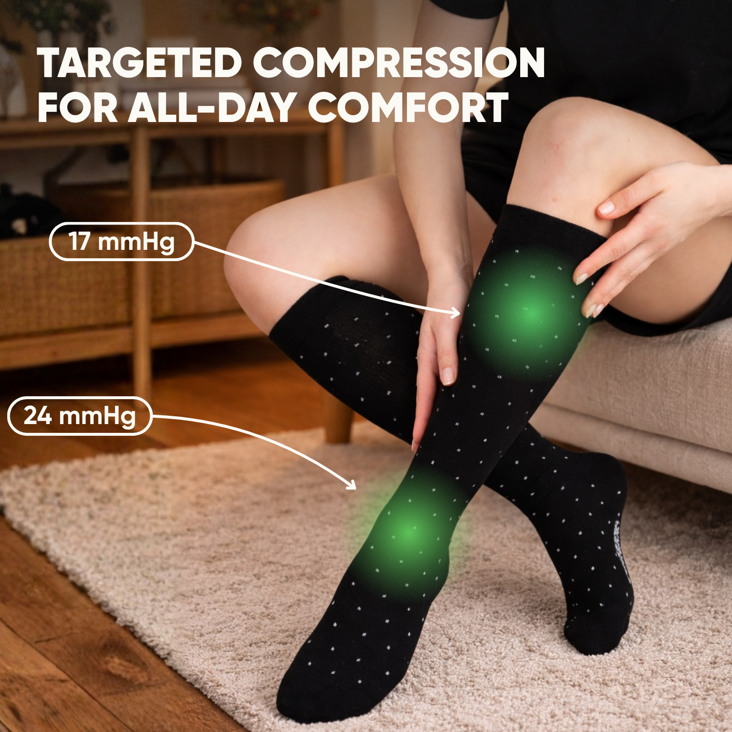 Black Dot Compression Socks